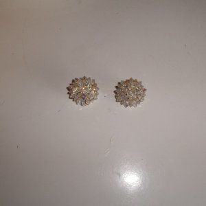 Vintage clip earrings aurora borealis glass